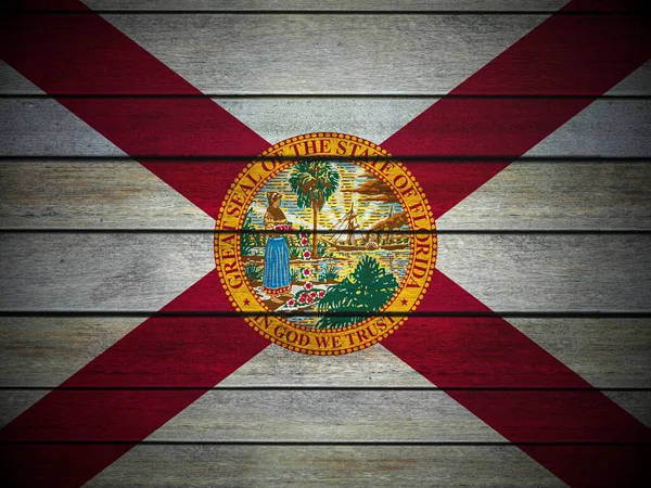 Wooden Florida flag background. 3d illustration.