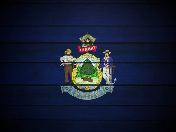 Fondo Bandera Maine Madera Ilustración —  Fotos de Stock