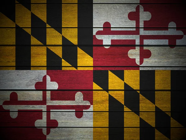 Wooden Maryland flag background. 3d illustration.