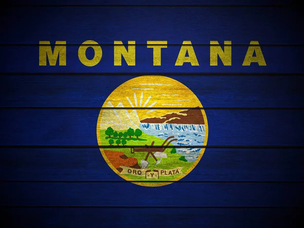 stock image Wooden Montana flag background. 3d illustration.