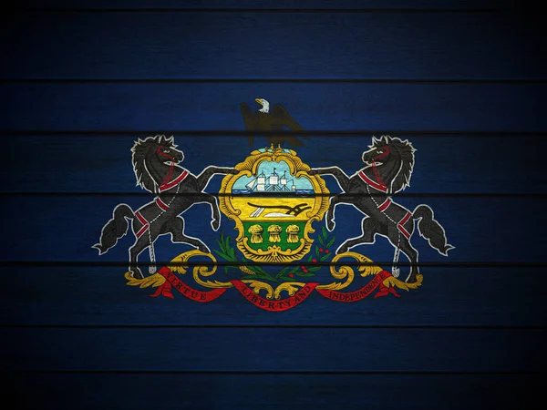 Wooden Pennsylvania flag background. 3d illustration.