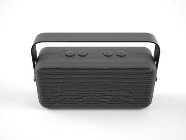 Beyaz arka planda bluetooth hoparlörü. 3d illüstrasyon.