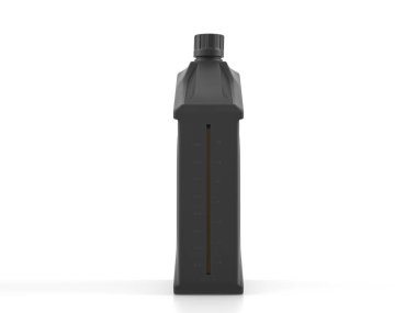 Beyaz arka planda motor yağı şişesi. 3d illüstrasyon.