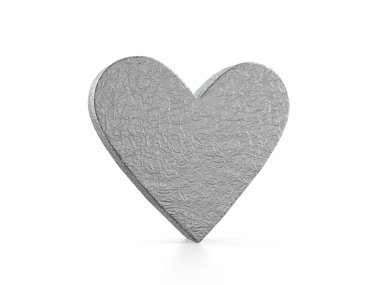 Beyaz arka planda folyo kalp sembolü. 3d illüstrasyon.