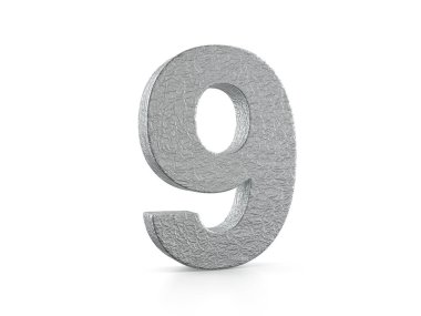 Beyaz arka planda dokuz numaralı folyo. 3d illüstrasyon.