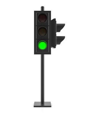 Beyaz arka planda trafik ışığı. 3d illüstrasyon.