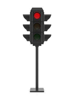 Beyaz arka planda trafik ışığı. 3d illüstrasyon.