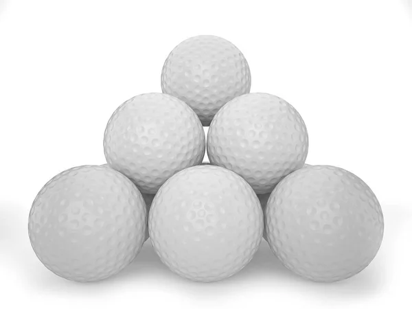 由高尔夫球形成的金字塔 3D说明 — 图库照片