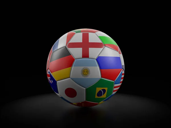 白色背景上的足球国旗 3D说明 — 图库照片