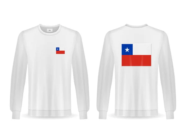 白い背景にチリの旗を持つスウェットシャツ ベクトルイラスト — ストックベクタ