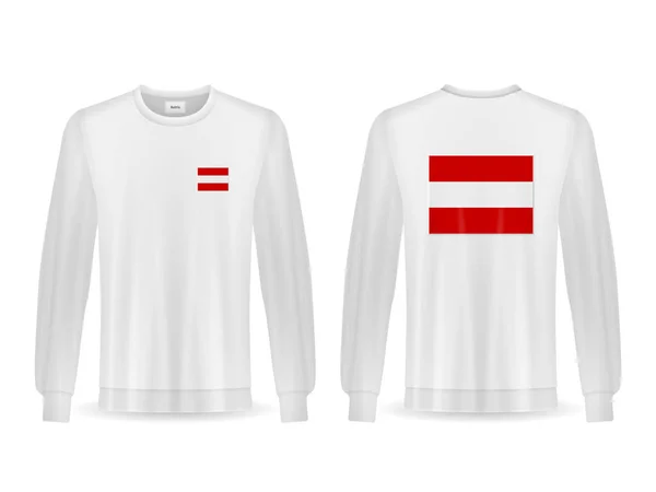 Sweatshirt Med Österrike Flagga Vit Bakgrund Vektorillustration — Stock vektor
