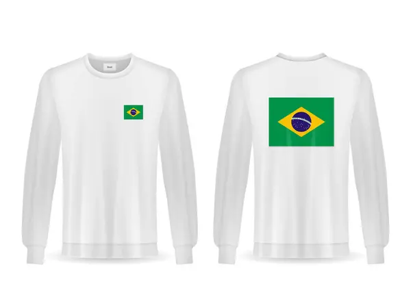 Sweatshirt Dengan Bendera Brazil Pada Latar Belakang Putih Ilustrasi Vektor - Stok Vektor