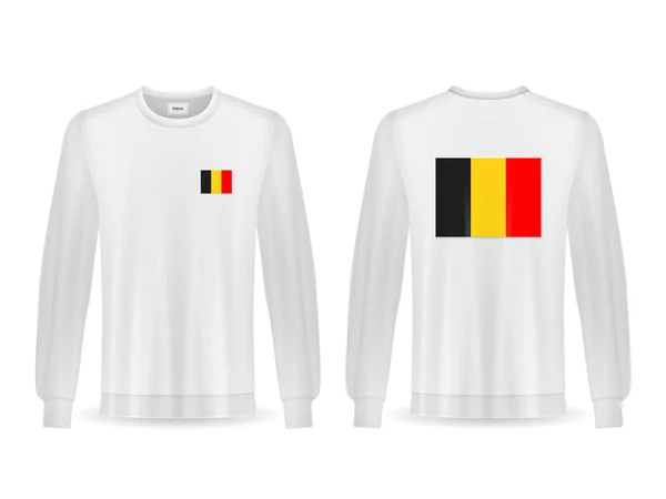Sweatshirt Med Belgien Flagga Vit Bakgrund Vektorillustration — Stock vektor