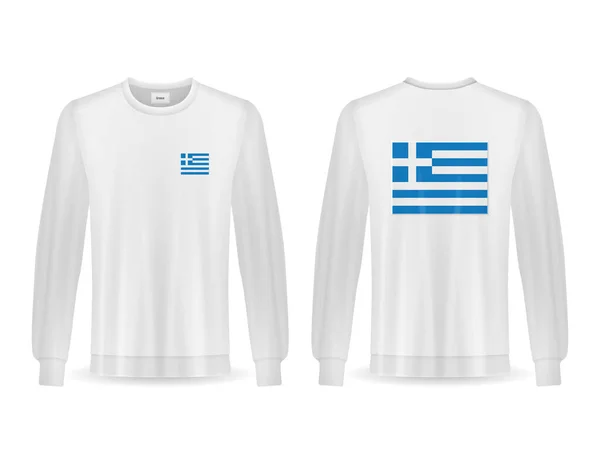 Sweatshirt Med Grekisk Flagga Vit Bakgrund Vektorillustration — Stock vektor