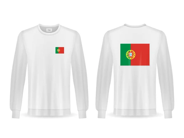 Sweatshirt Med Portugal Flagga Vit Bakgrund Vektorillustration — Stock vektor