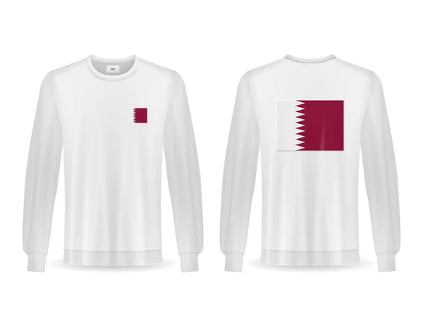 白底上有卡塔尔国旗的汗衫 矢量说明 — 图库矢量图片