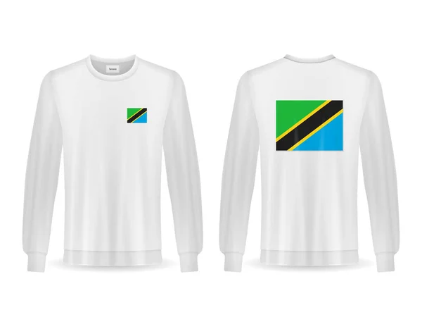 Sweatshirt Med Tanzania Flagga Vit Bakgrund Vektorillustration — Stock vektor