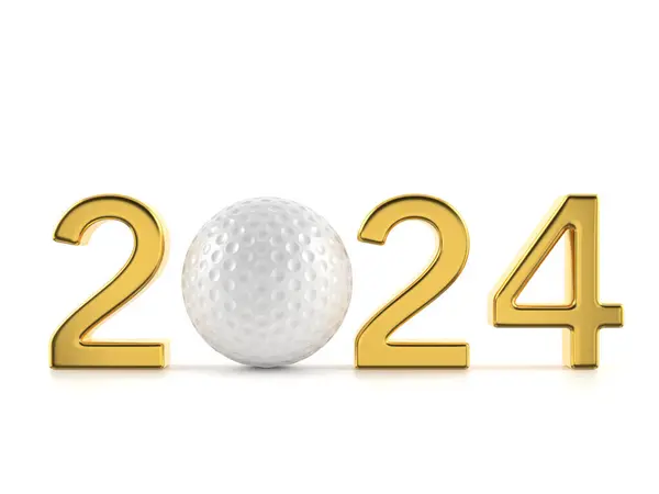 ホワイトバックにゴルフボールの新年番号 3Dイラスト — ストック写真