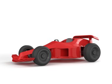 Beyaz arka planda oyuncak yarış arabası. 3d illüstrasyon.