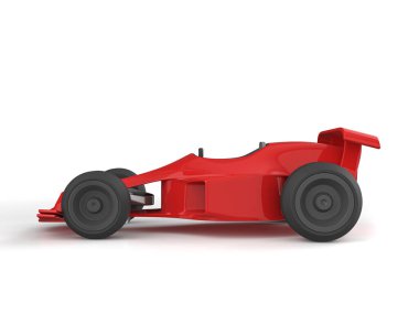 Beyaz arka planda oyuncak yarış arabası. 3d illüstrasyon.