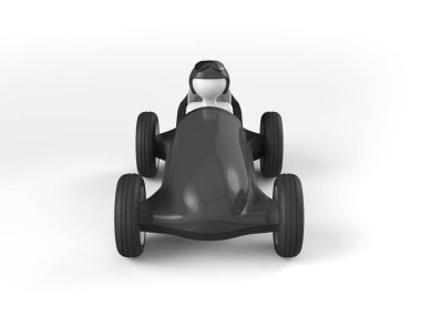 Beyaz arka planda oyuncak araba. 3d illüstrasyon.