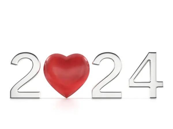 New Year Number Heart White Background Illustration — Stock Photo, Image