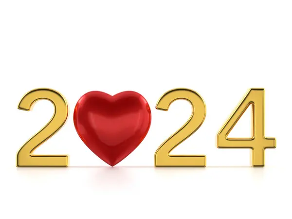 New Year Number Heart White Background Illustration — Stock Photo, Image