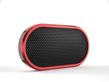 Beyaz arka planda bluetooth hoparlörü. 3d illüstrasyon.