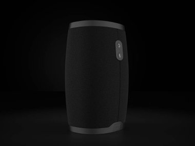 Bluetooth speaker on a black background. 3d illustration.