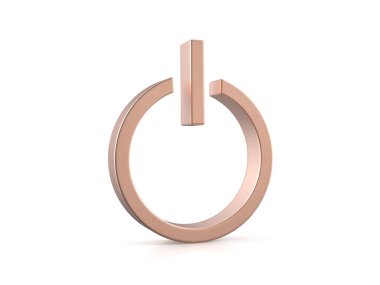 Beyaz arka planda Cooper 'ın güç sembolü. 3d illüstrasyon.