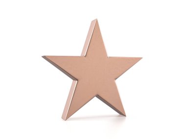 Beyaz arka planda Cooper yıldız sembolü. 3d illüstrasyon.