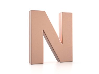 Beyaz arka planda Cooper harfi N harfi. 3d illüstrasyon.