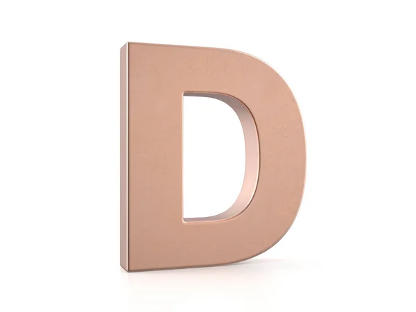 stock image Cooper letter D on a white background. 3d illustration.