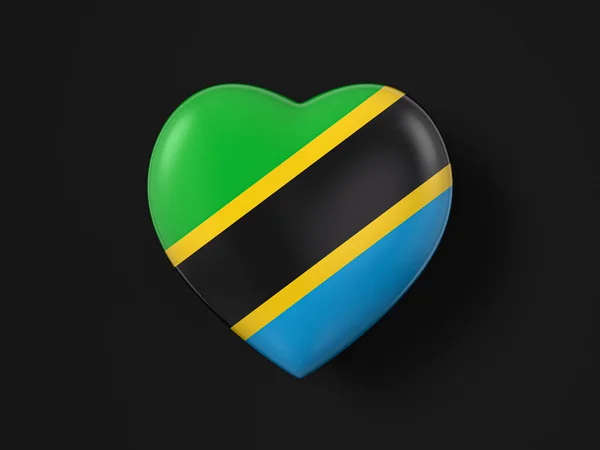 Tanzanie Srdeční Vlajka Černém Pozadí Ilustrace — Stock fotografie
