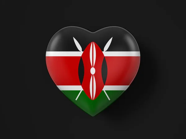 Keňská Srdeční Vlajka Černém Pozadí Ilustrace — Stock fotografie