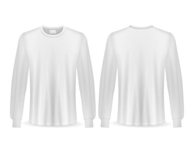 Beyaz arka planda uzun kollu tişört. Vektör illüstrasyonu.