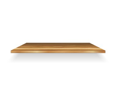 Beyaz arka planda ahşap bir raf. Vektör illüstrasyonu.