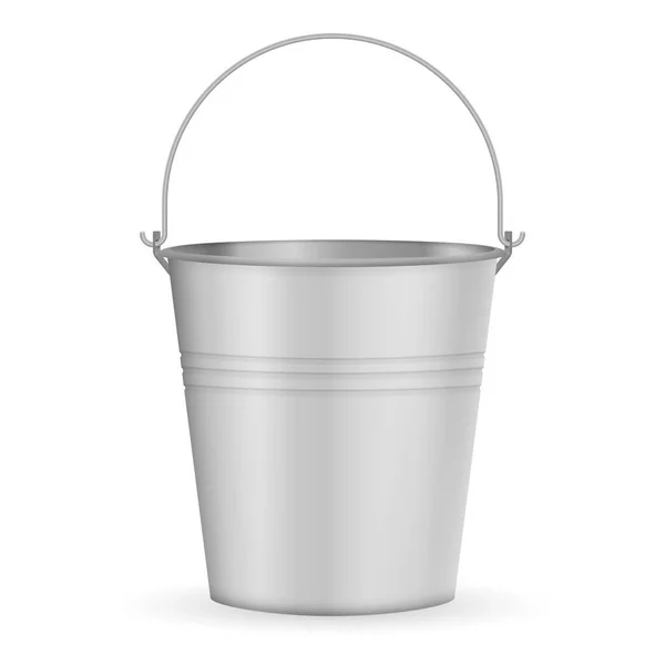 Metal Bucket White Background Vector Illustration — Stock Vector