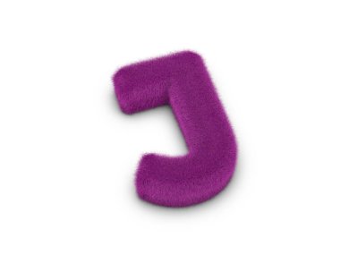 Beyaz arka planda kürk harfli J harfi. 3d illüstrasyon.