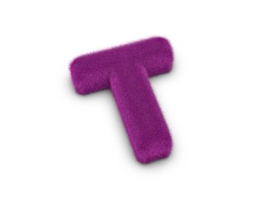 Beyaz arkaplandaki kürk T harfi. 3d illüstrasyon.