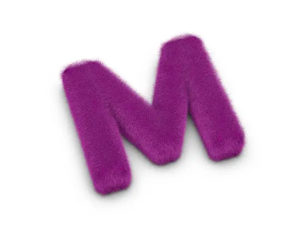 白い背景に毛皮の文字M 3Dイラスト — ストック写真