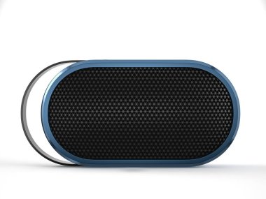 Beyaz arka planda bluetooth hoparlörü. 3d illüstrasyon.