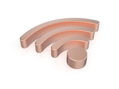 Beyaz arka planda Cooper Wi-Fi sembolü. 3d illüstrasyon.