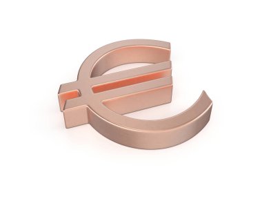 Beyaz arka planda Cooper Euro sembolü. 3d illüstrasyon.