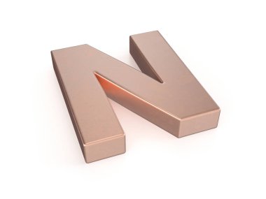 Beyaz arka planda Cooper harfi N harfi. 3d illüstrasyon.