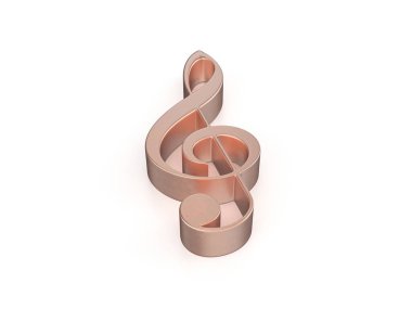 Cooper 'ın nota sembolü beyaz arka planda. 3d illüstrasyon.