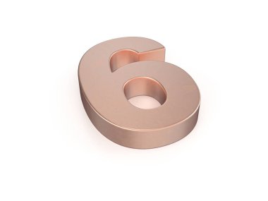 Beyaz arka planda altı numaralı Cooper. 3d illüstrasyon.