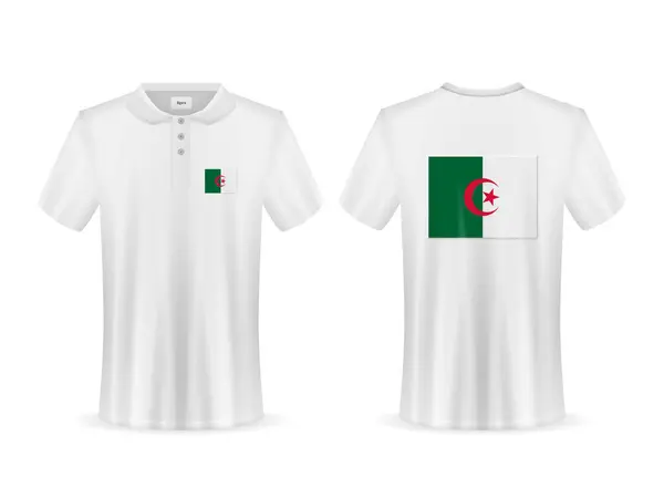 Polo Shirt Algeria Flag White Background Vector Illustration — Stock Vector