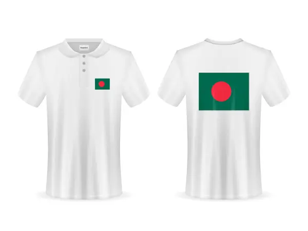 Beyaz Arka Planda Bangladeş Bayrağı Olan Polo Tişörtü Vektör Illüstrasyonu — Stok Vektör
