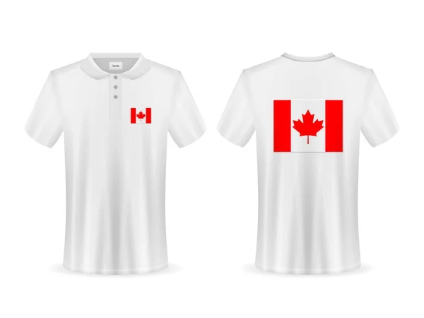 Polo Con Bandera Canadá Sobre Fondo Blanco Ilustración Vectorial — Archivo Imágenes Vectoriales